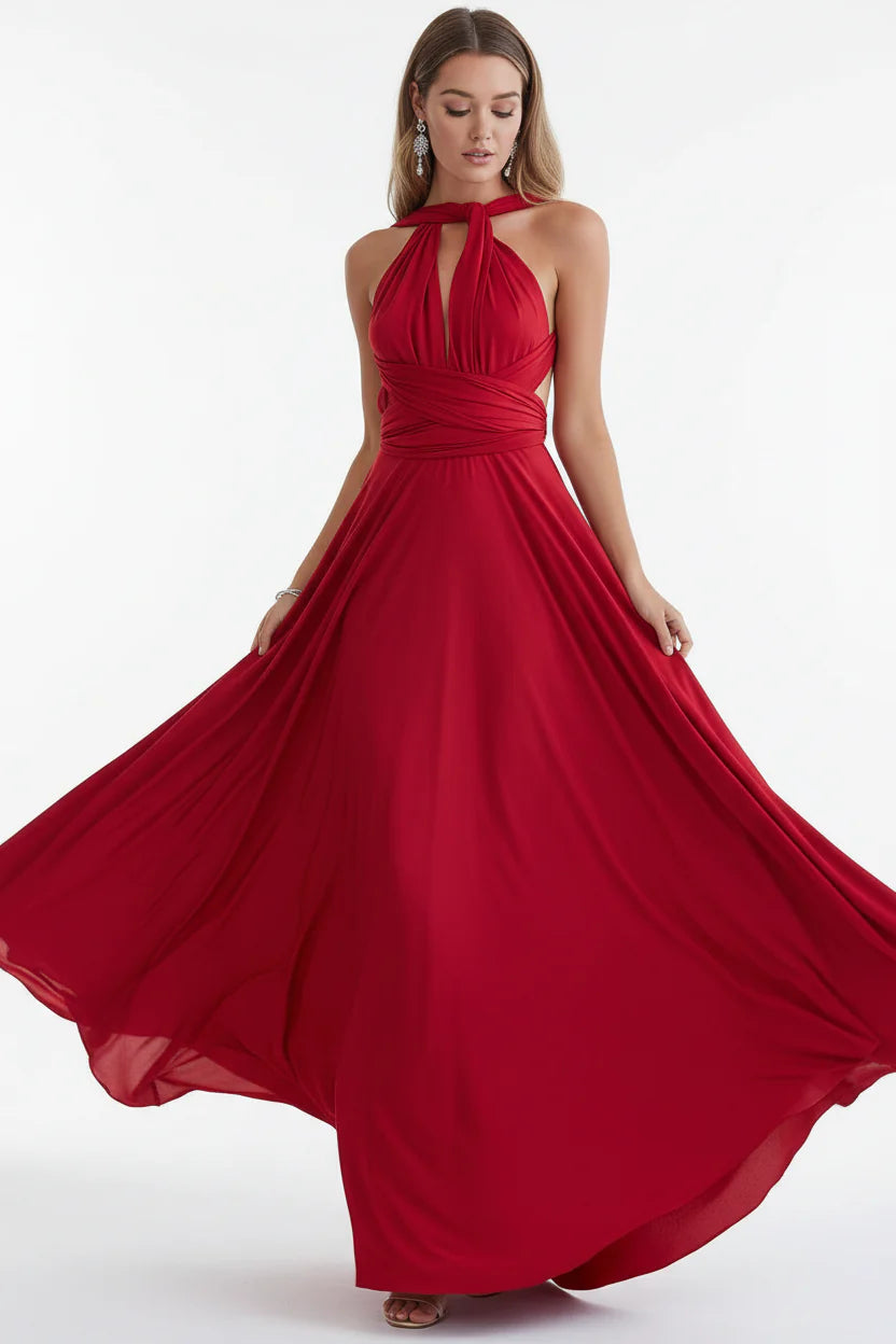 Robe longue bohème pour femme – Coupe fluide à col V multi-positions | ROBEMODE