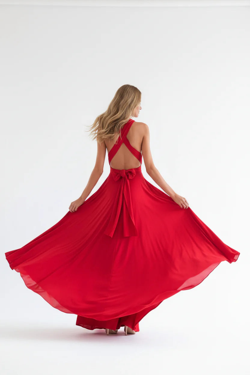 Robe longue bohème pour femme – Coupe fluide à col V multi-positions | ROBEMODE