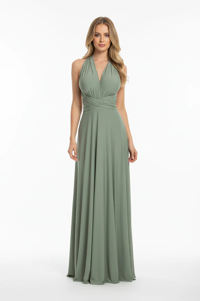 Robe longue bohème pour femme – Coupe fluide à col V multi-positions | ROBEMODE