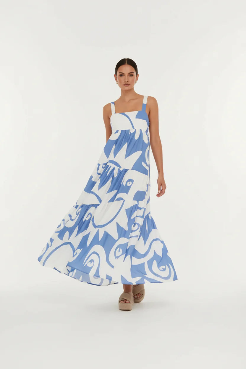 Robe Longue Bohème Femme Col Carré | Bretelles Fines Coupe Fluide Légère Été | ROBEMODE