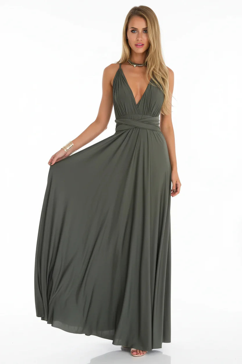 Robe longue bohème pour femme – Coupe fluide à col V multi-positions | ROBEMODE