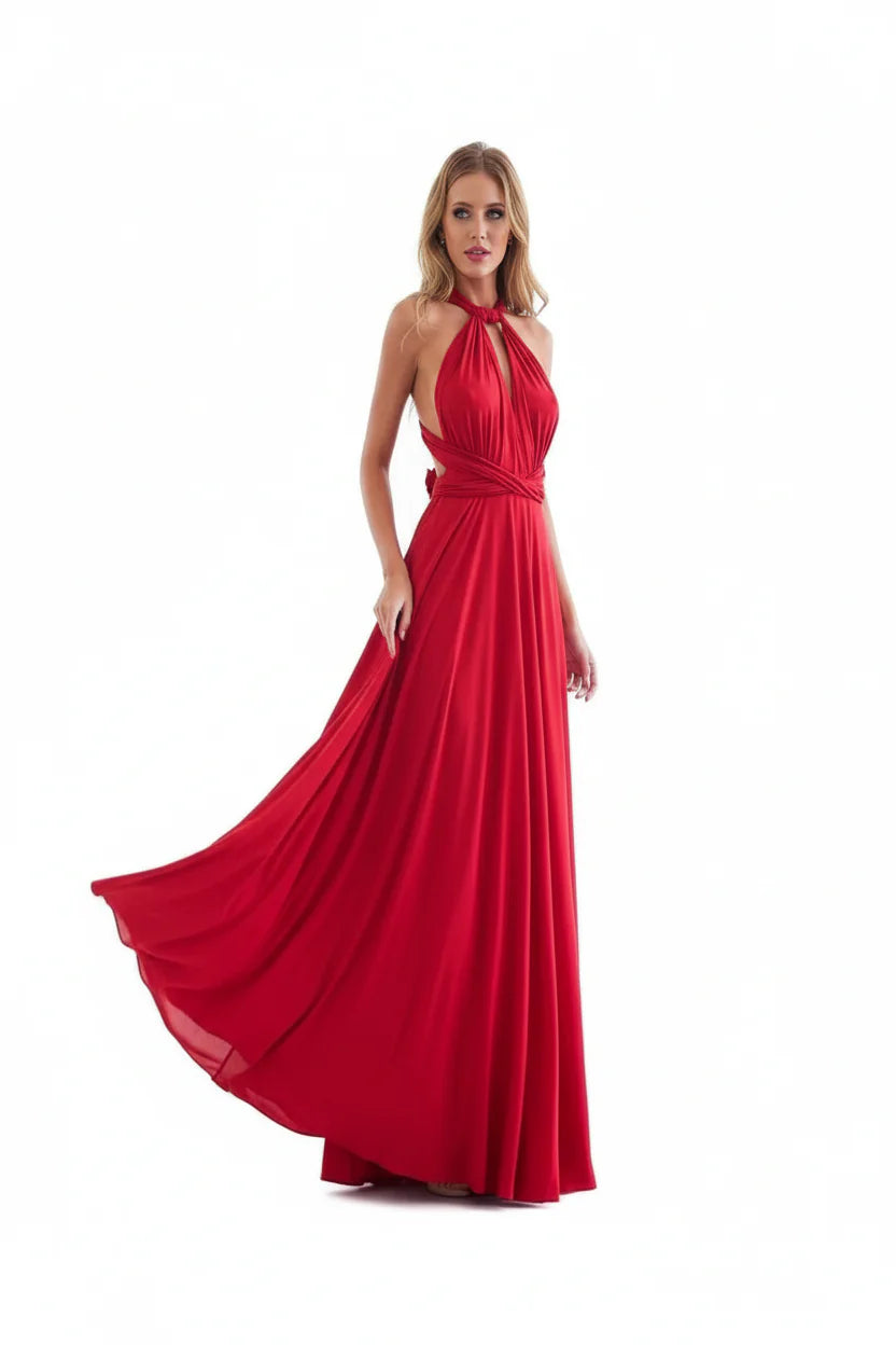 Robe longue bohème pour femme – Coupe fluide à col V multi-positions | ROBEMODE