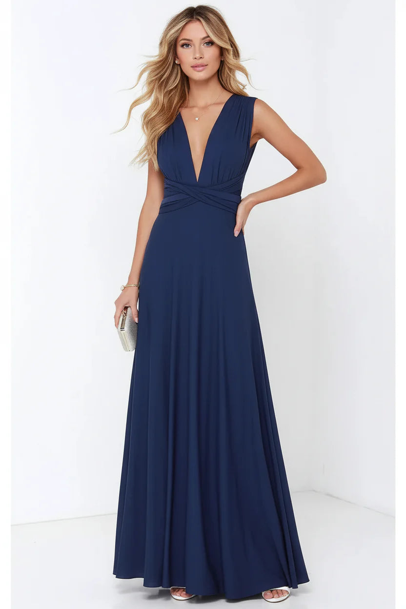 Robe longue bohème pour femme – Coupe fluide à col V multi-positions | ROBEMODE