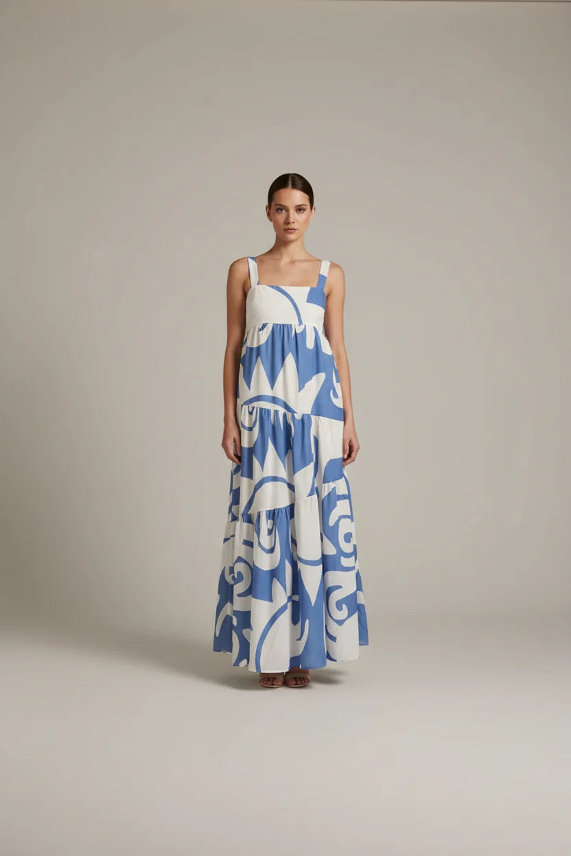 Robe longue bohème pour femme – Coupe fluide à fines bretelles, col carré | ROBEMODE