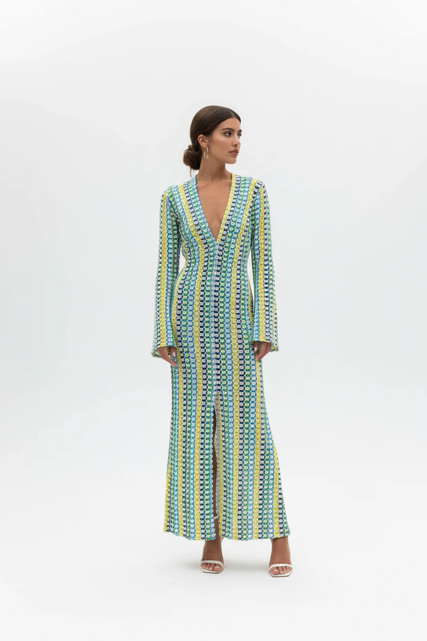 Robe longue ajourée pour femme – Coupe sirène élégante, col V fluide | ROBEMODE