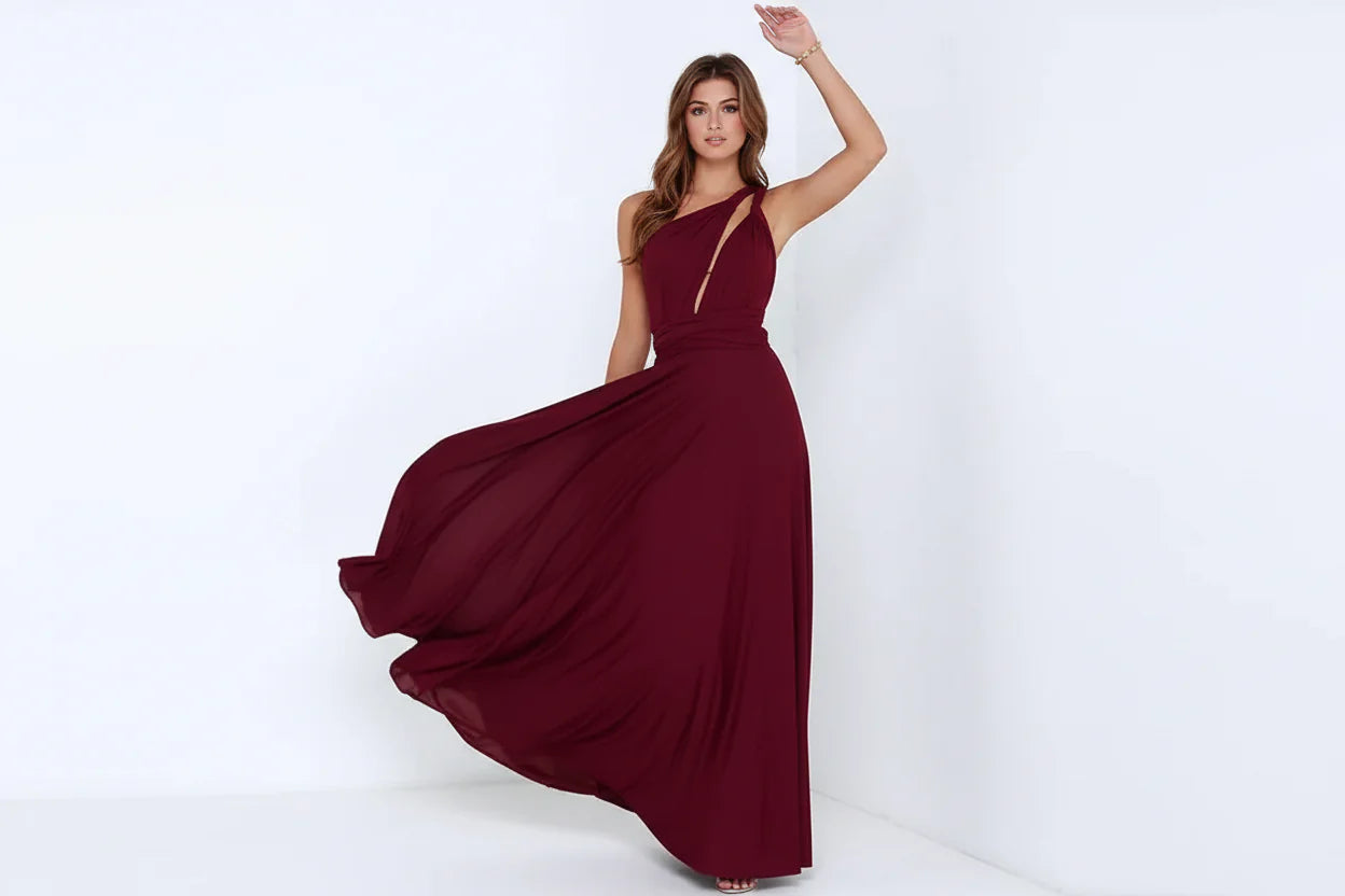 Robe longue bohème pour femme – Coupe fluide à col V multi-positions | ROBEMODE