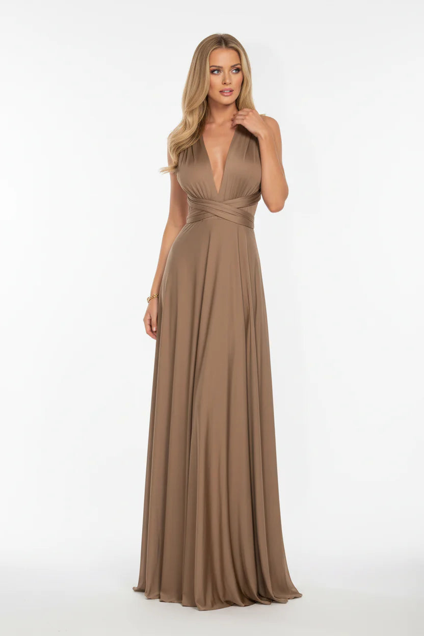 Robe longue bohème pour femme – Coupe fluide à col V multi-positions | ROBEMODE