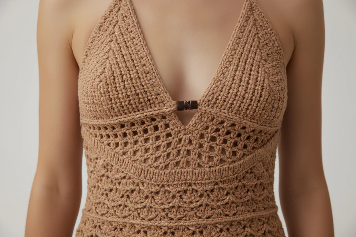 Robe de Plage Dos Nu Femme Courte | Détails Ajourés Fluide Légère Estivale | ROBEMODE