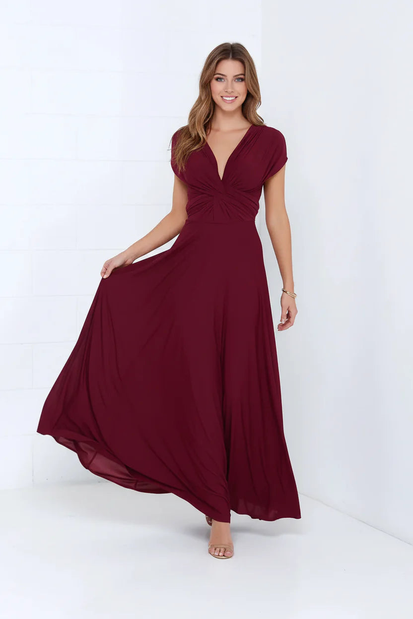 Robe longue bohème pour femme – Coupe fluide à col V multi-positions | ROBEMODE