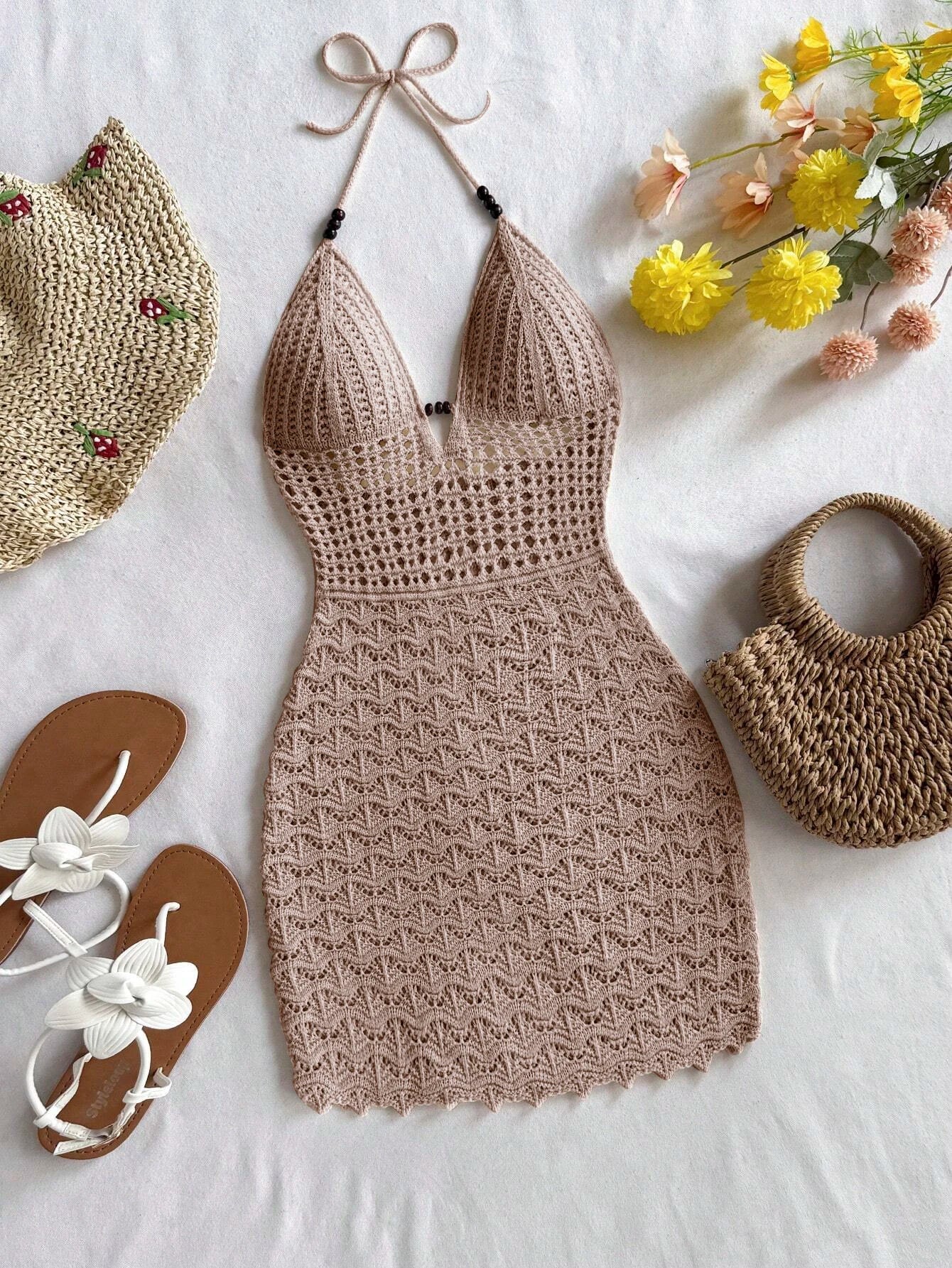 Robe de Plage Dos Nu Femme Courte | Détails Ajourés Fluide Légère Estivale | ROBEMODE