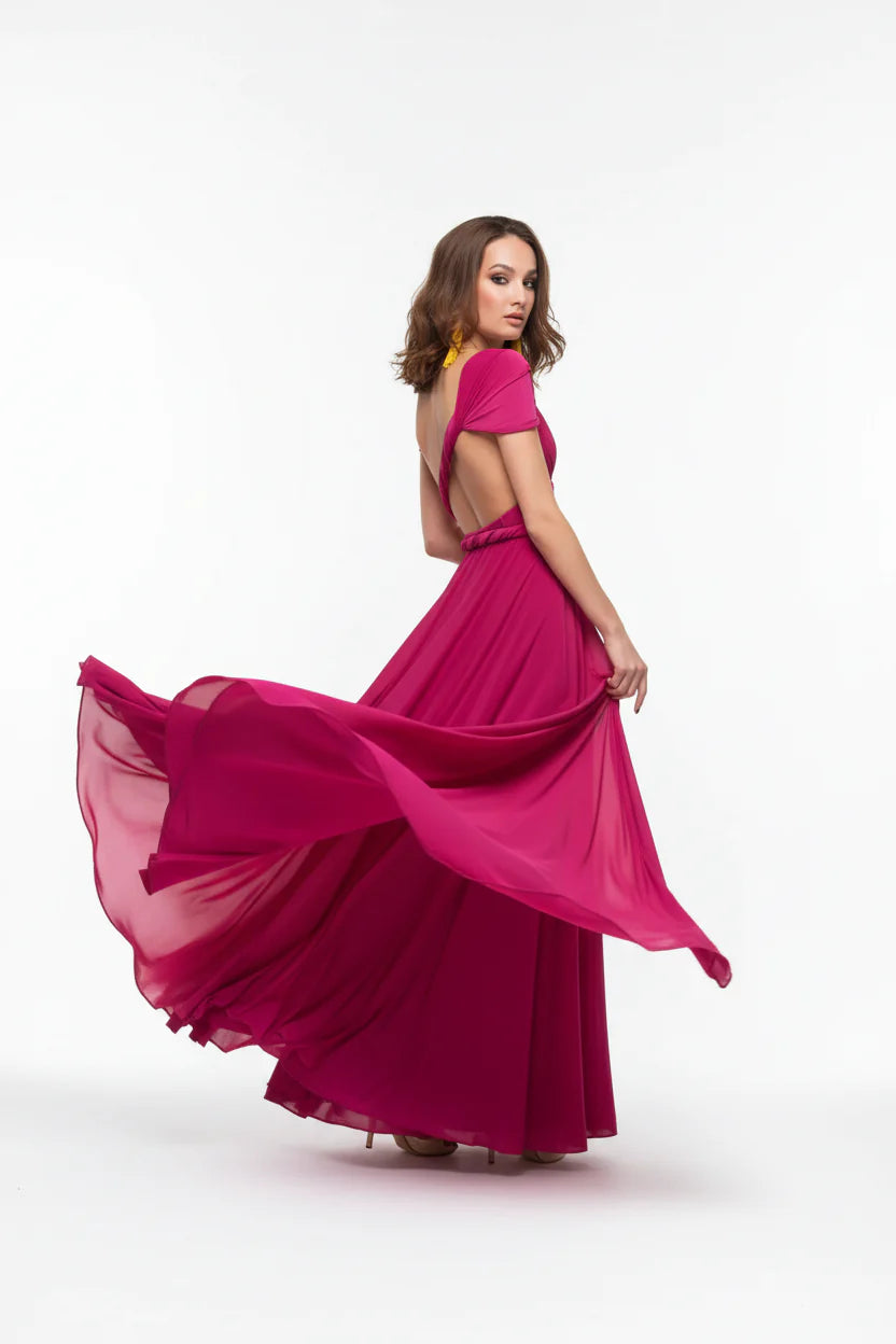 Robe longue bohème pour femme – Coupe fluide à col V multi-positions | ROBEMODE