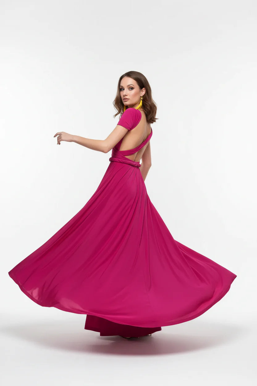 Robe longue bohème pour femme – Coupe fluide à col V multi-positions | ROBEMODE