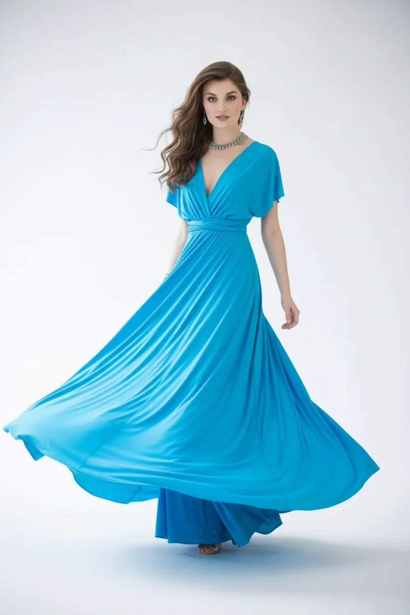 Robe longue bohème pour femme – Coupe fluide à col V multi-positions | ROBEMODE