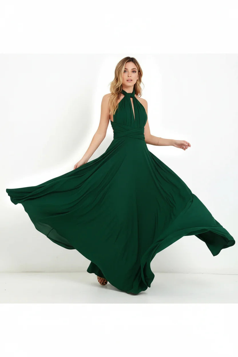 Robe longue bohème pour femme – Coupe fluide à col V multi-positions | ROBEMODE