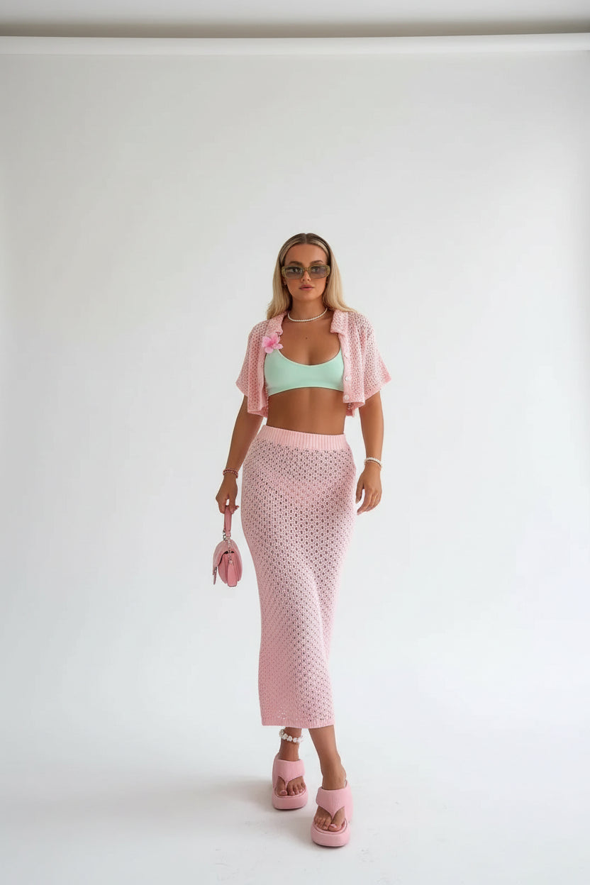 Ensemble Jupe Maxi et Haut Crochet Femme Été Décontracté