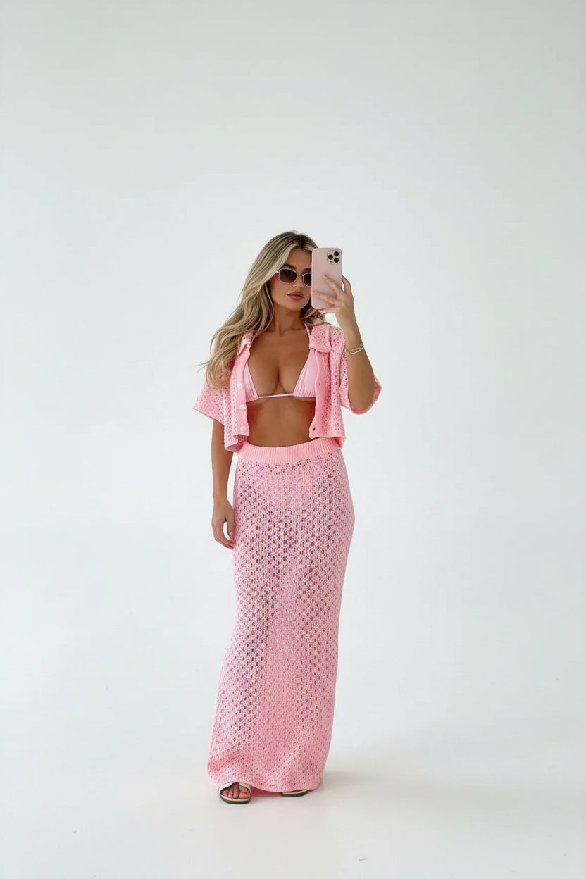 Ensemble Jupe Maxi et Haut Crochet Femme Été Décontracté