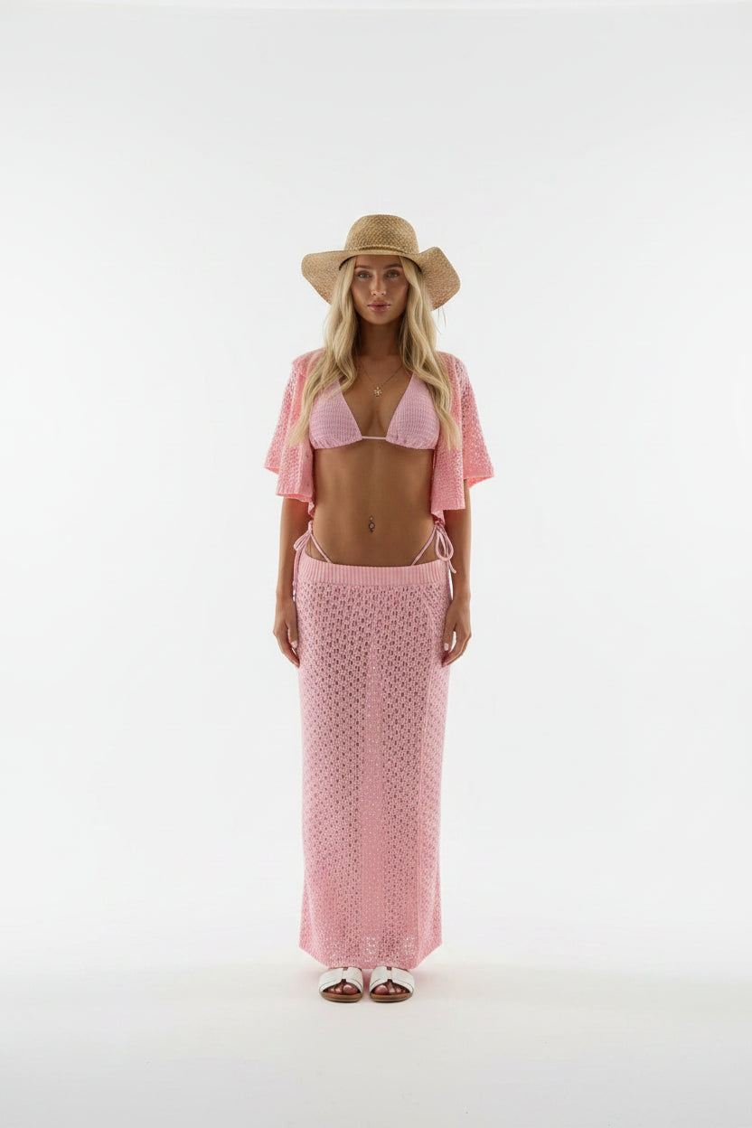 Ensemble Jupe Maxi et Haut Crochet Femme Été Décontracté