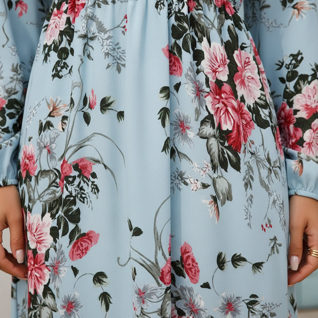 Robe longue en mousseline de soie pour femmes, style bohème décontracté, manches longues, taille haute, pour la plage, motif floral, automne