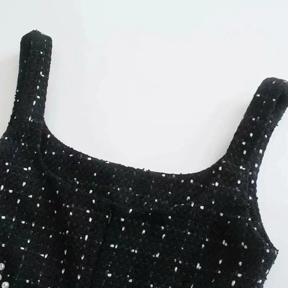 Mini Robe Noire Femme Perlée Découpes Soirée Élégante