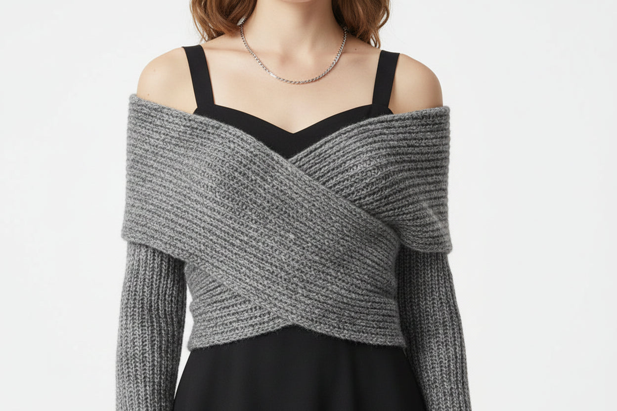 Robe ample avec pull asymétrique pour automne hiver