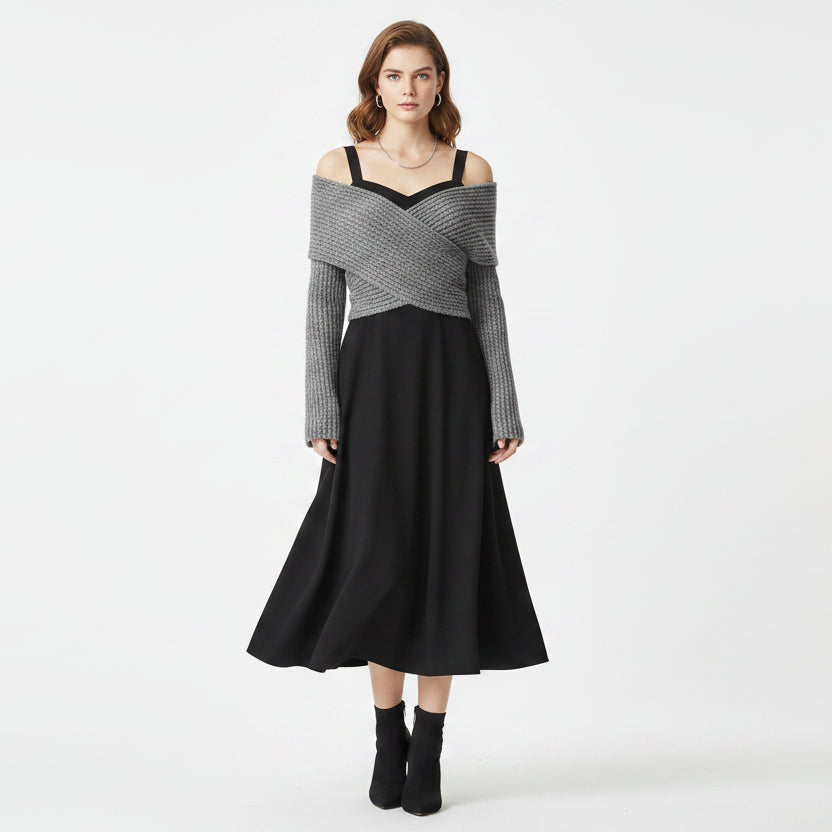 Robe ample avec pull asymétrique pour automne hiver | ROBEMODE