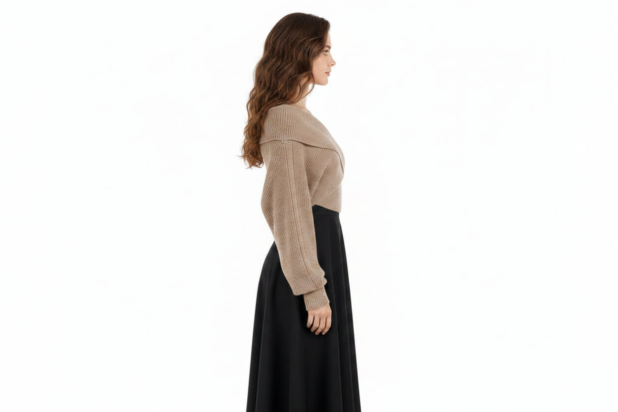 Robe ample pull asymétrique en maille femme