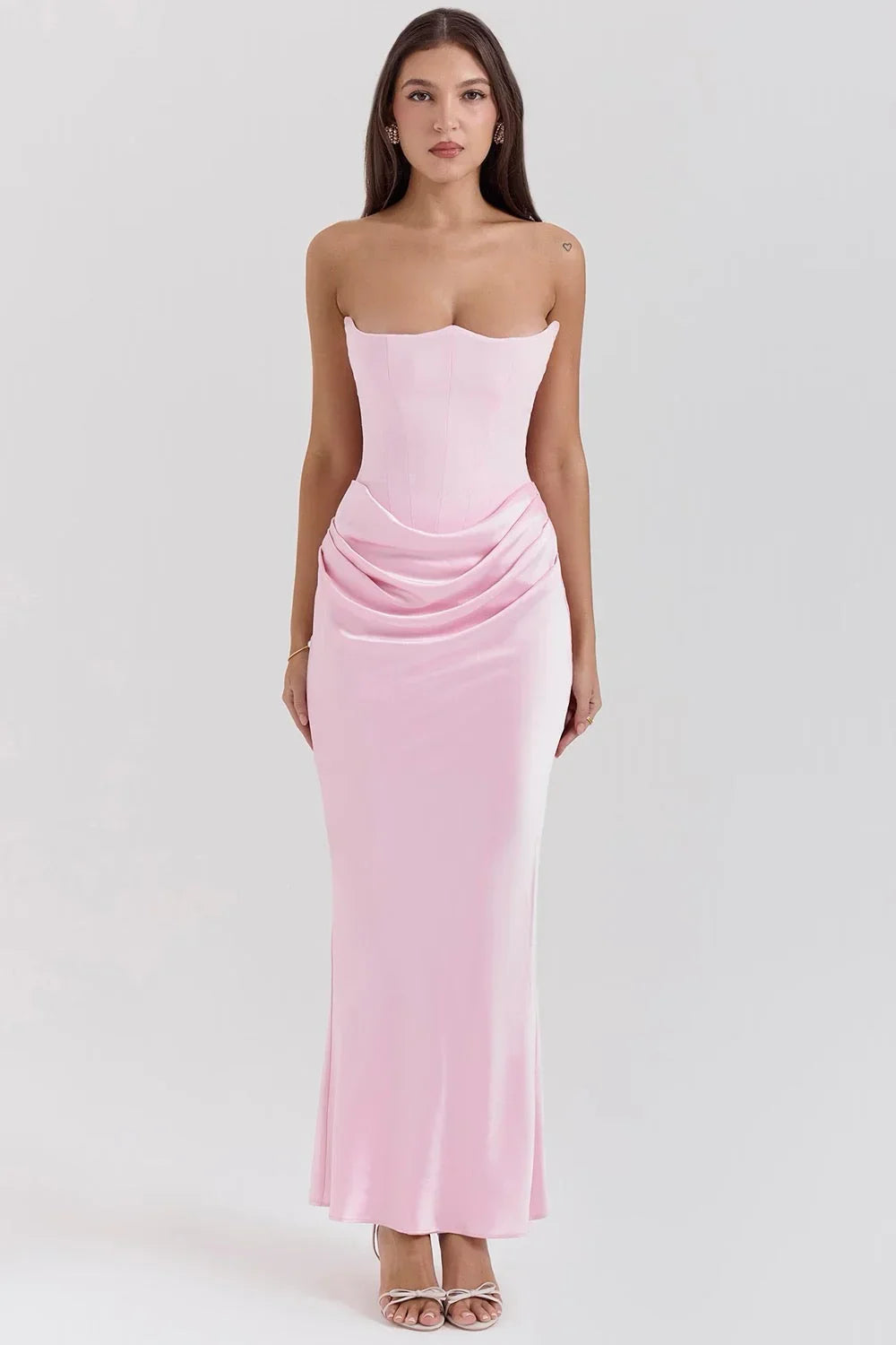 Robe bustier maxi drapée 2 coloris | ROBEMODE