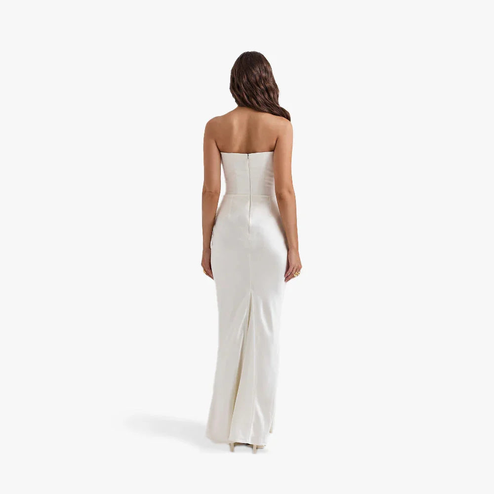 Robe Longue Bustier Drapée Élégante 4 Coloris | ROBEMODE