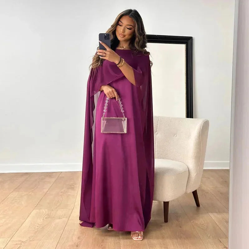 Robe Cape Maxi Fluide Élégante 4 Coloris