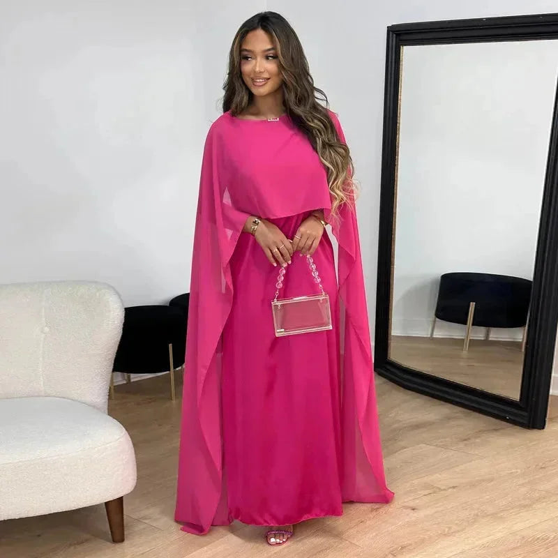 Robe Cape Maxi Fluide Élégante 4 Coloris