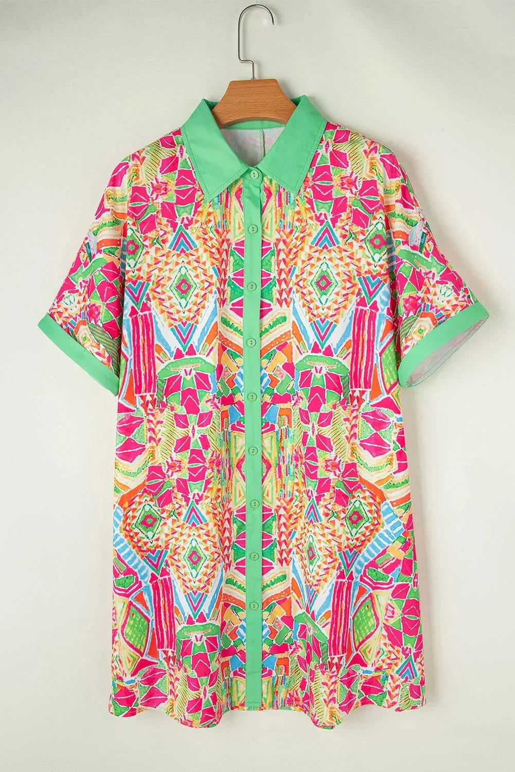 Robe chemise imprimée bohème multicolore été