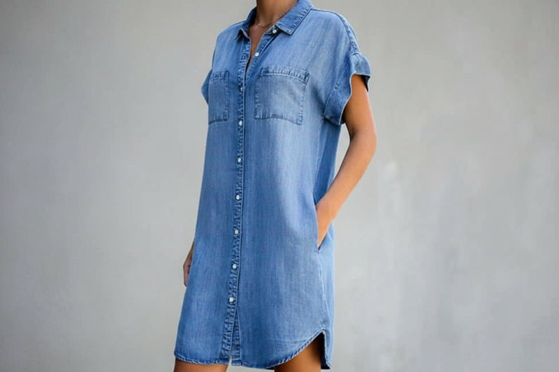 Robe chemise femme avec boutons avant et poches