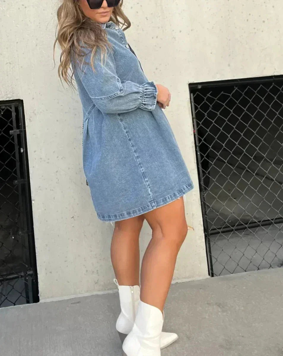 Robe chemise mini en jean femme usage quotidien