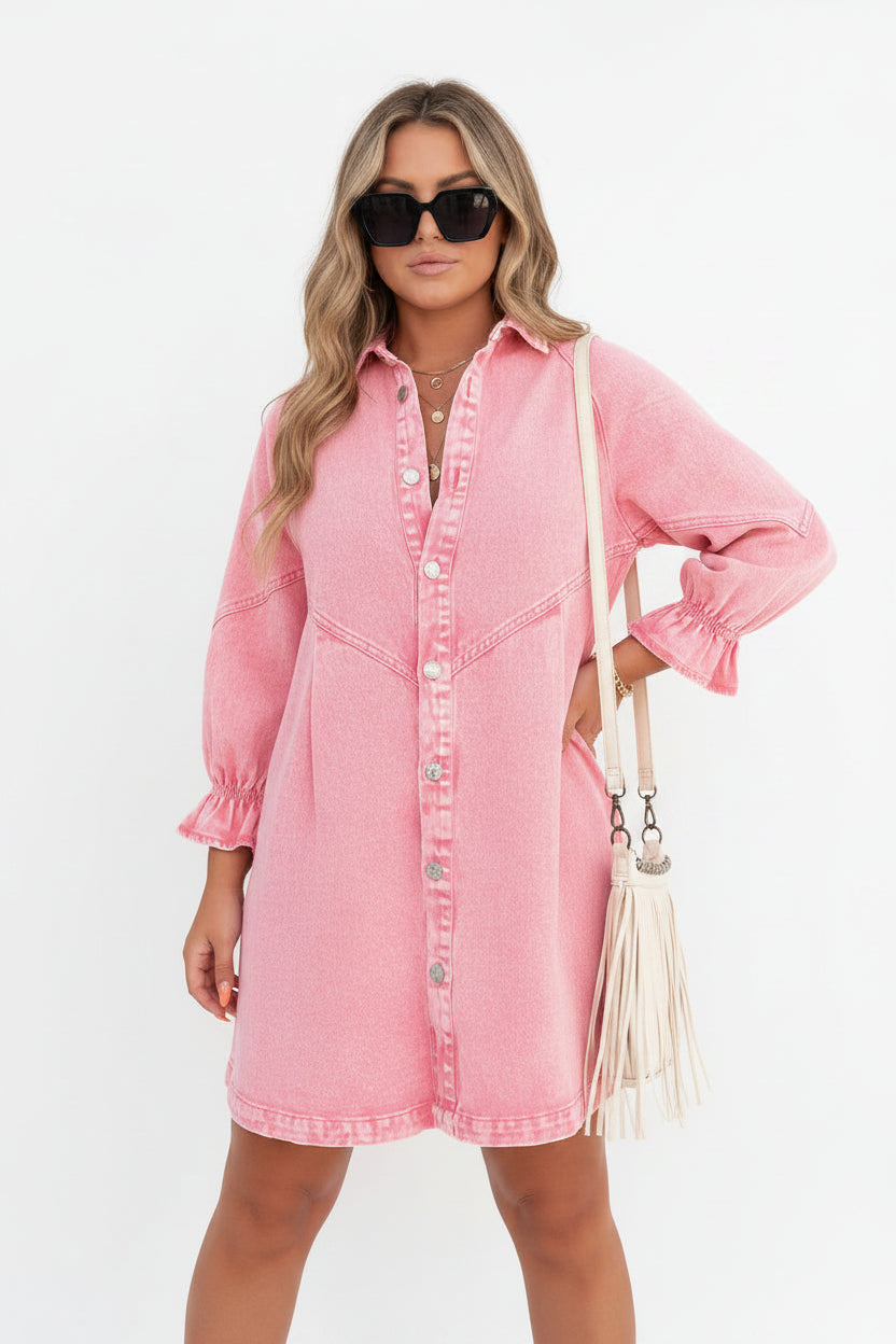 Robe chemise mini en jean femme usage quotidien