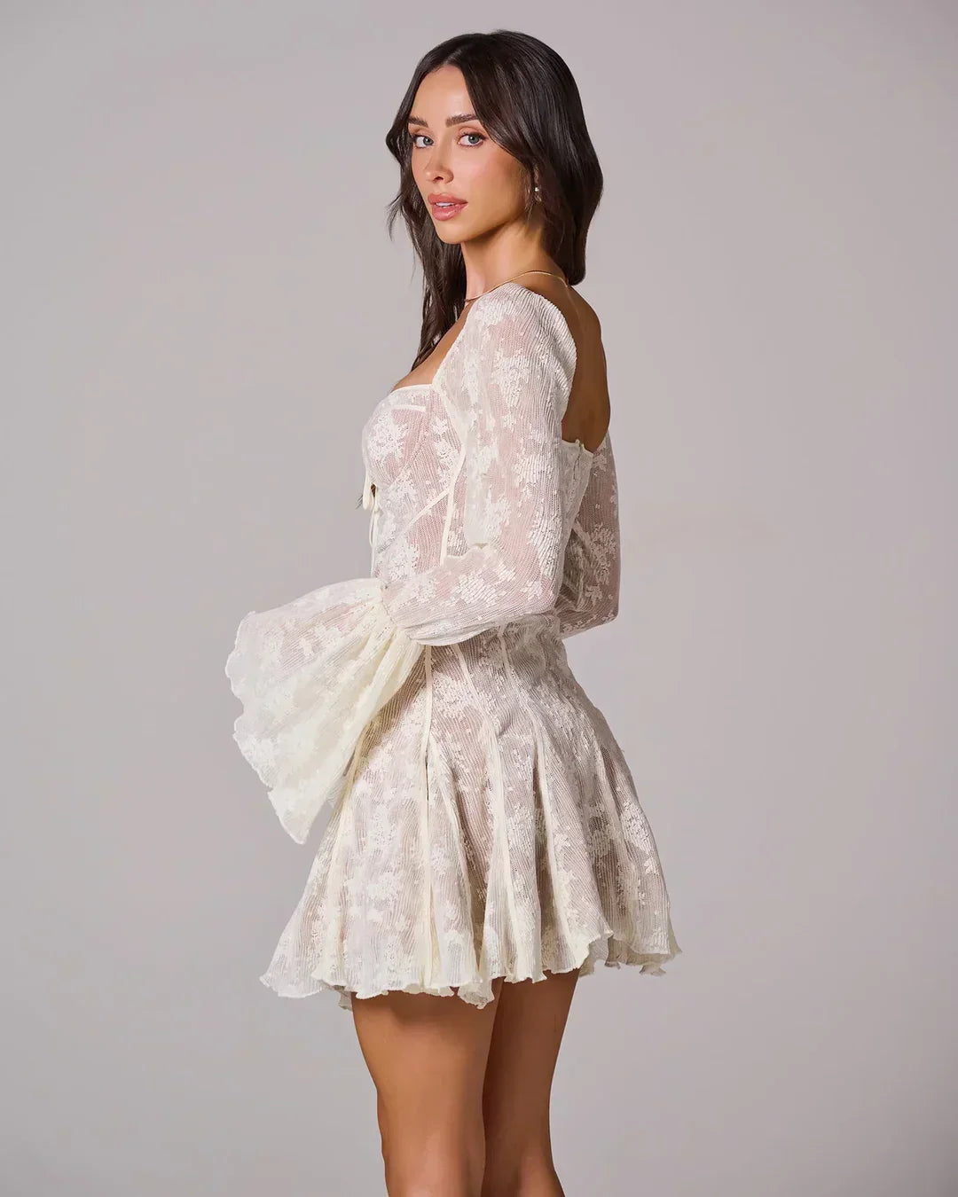 Robe Courte Femme en Dentelle | Noir Blanc Rouge + Doublée + Élégante S-XL | ROBEMODE