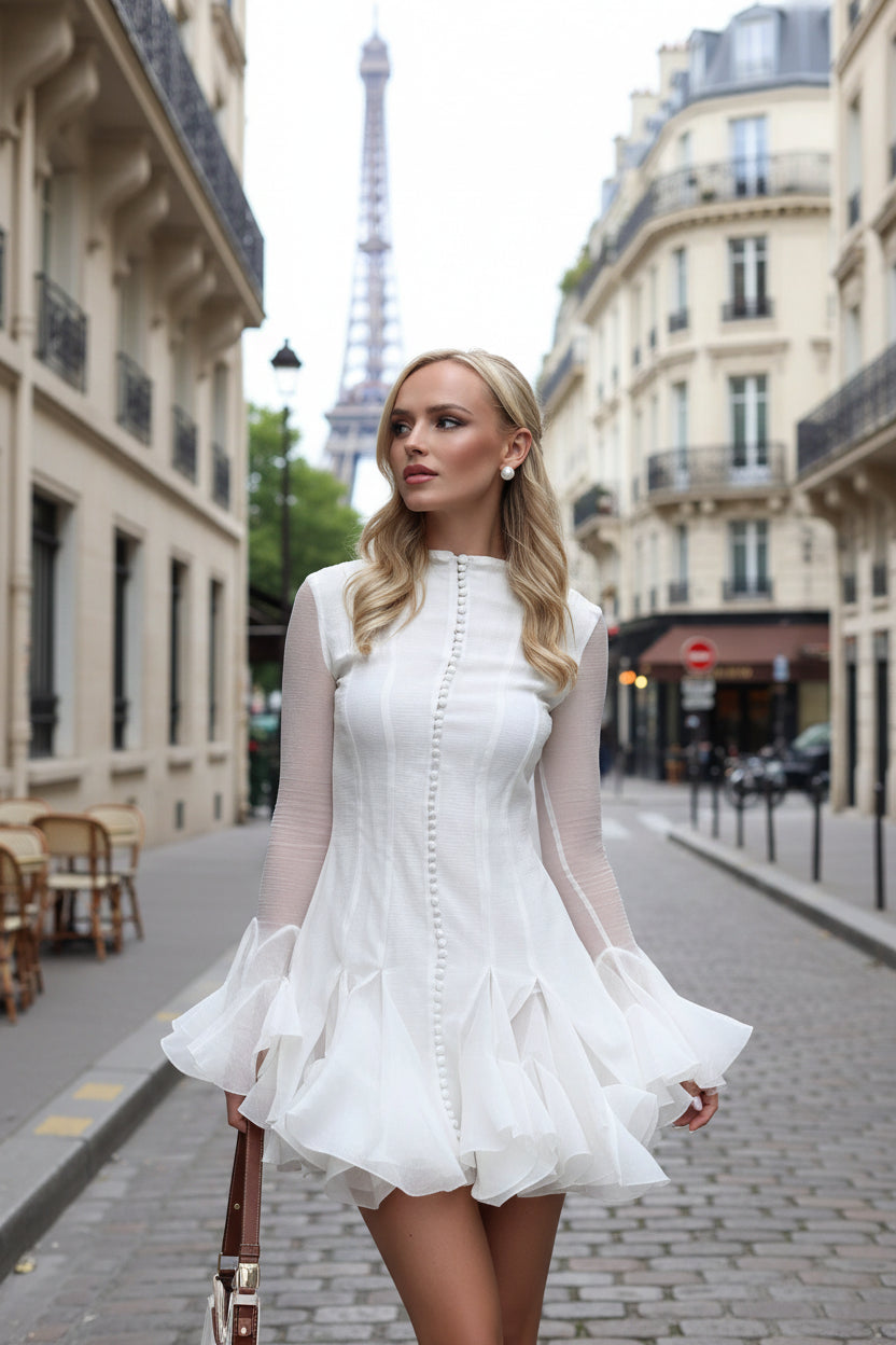 Robe Courte Femme Multiple Volants 2 Coloris | ROBEMODE