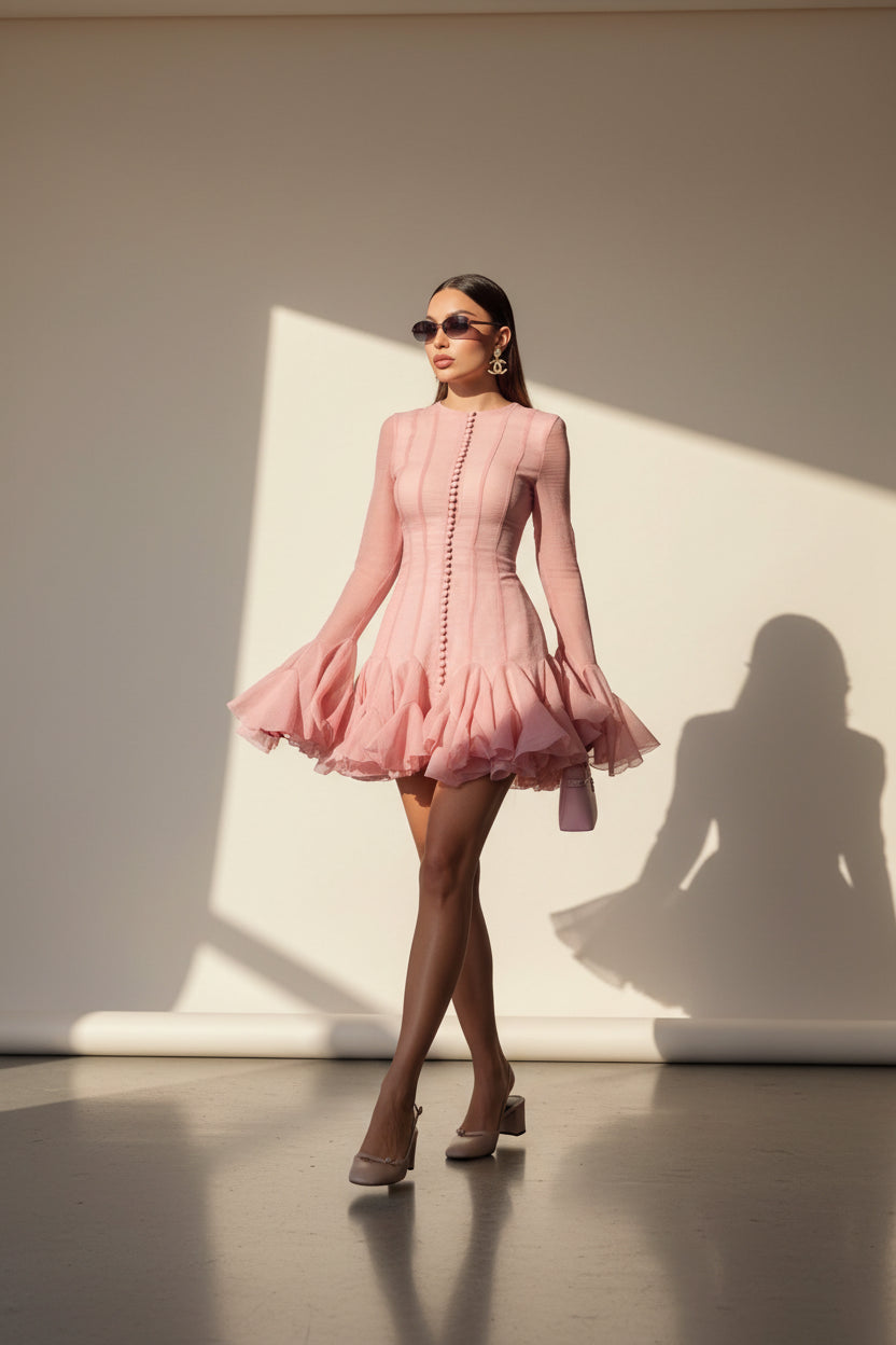 Robe Courte Femme Multiple Volants 2 Coloris | ROBEMODE