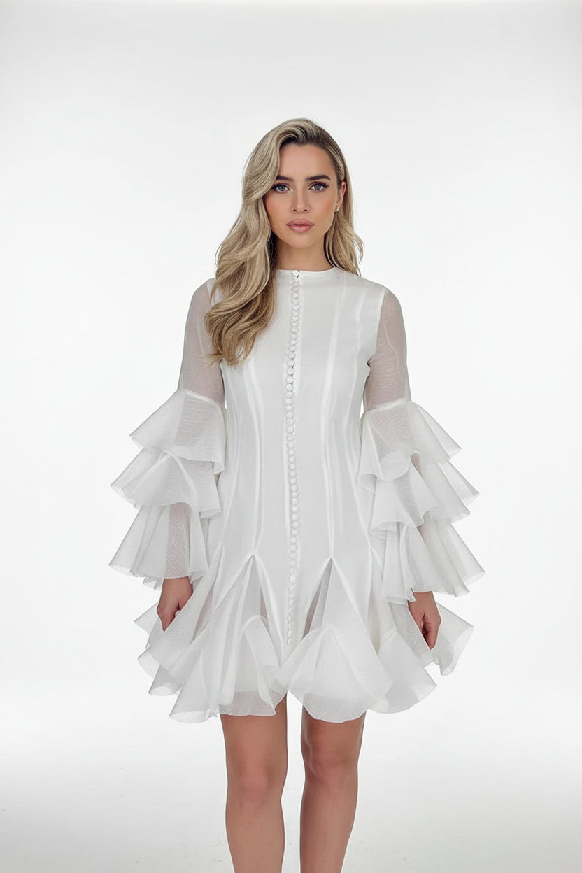Robe Courte Femme Multiple Volants 2 Coloris | ROBEMODE
