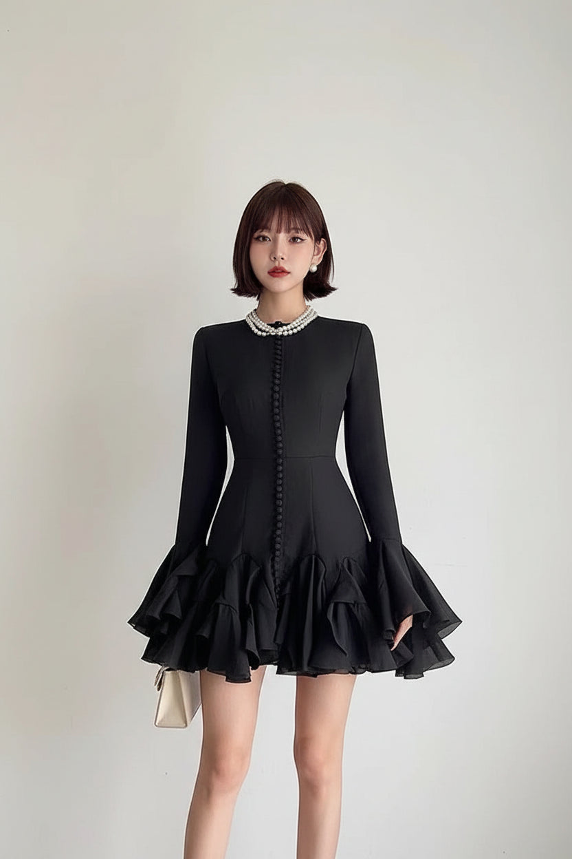 Robe Courte Femme Multiple Volants 2 Coloris | ROBEMODE