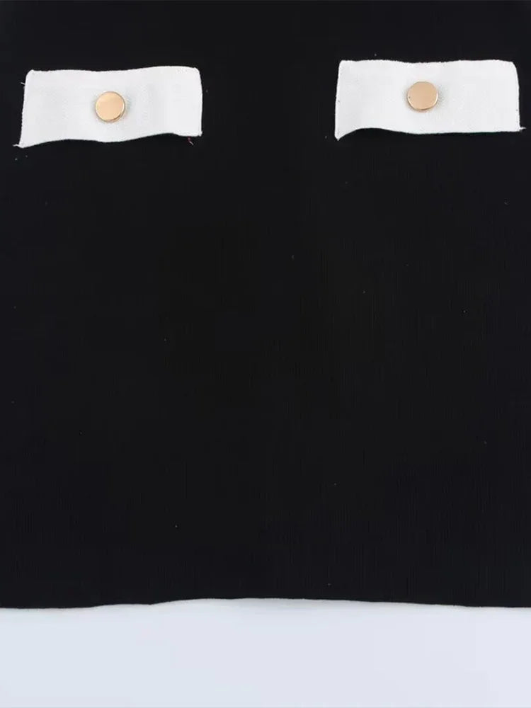 Robe Courte Femme Noire Boutonnée | Boutons Décoratifs + Élégante + Polyvalente S-L | ROBEMODE