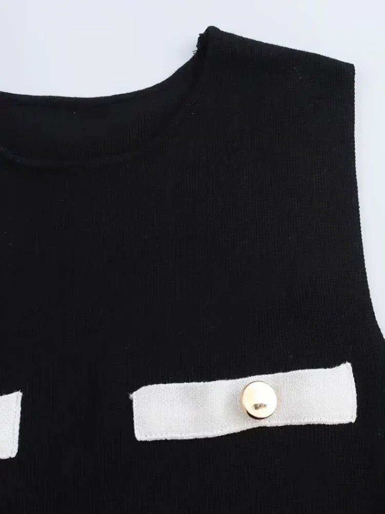 Robe Courte Femme Noire Boutonnée | Boutons Décoratifs + Élégante + Polyvalente S-L | ROBEMODE
