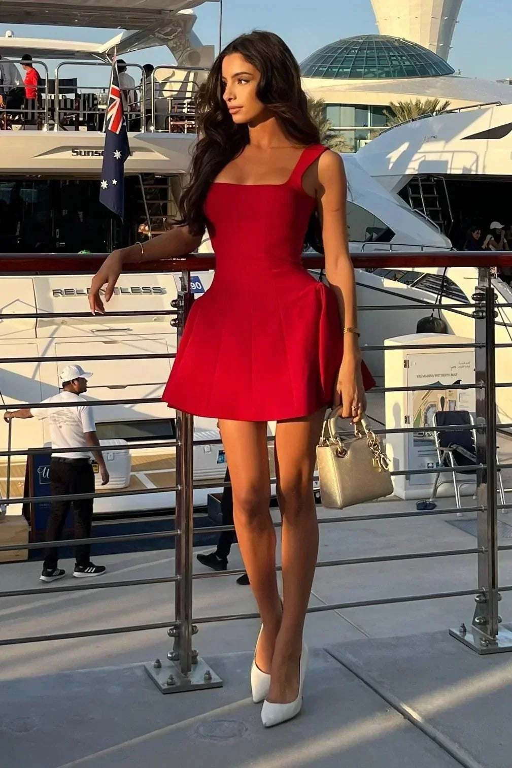 Robe Courte Femme Sans Manches Plissée | Rouge ou Noir + Légère + Élégante S-L | ROBEMODE