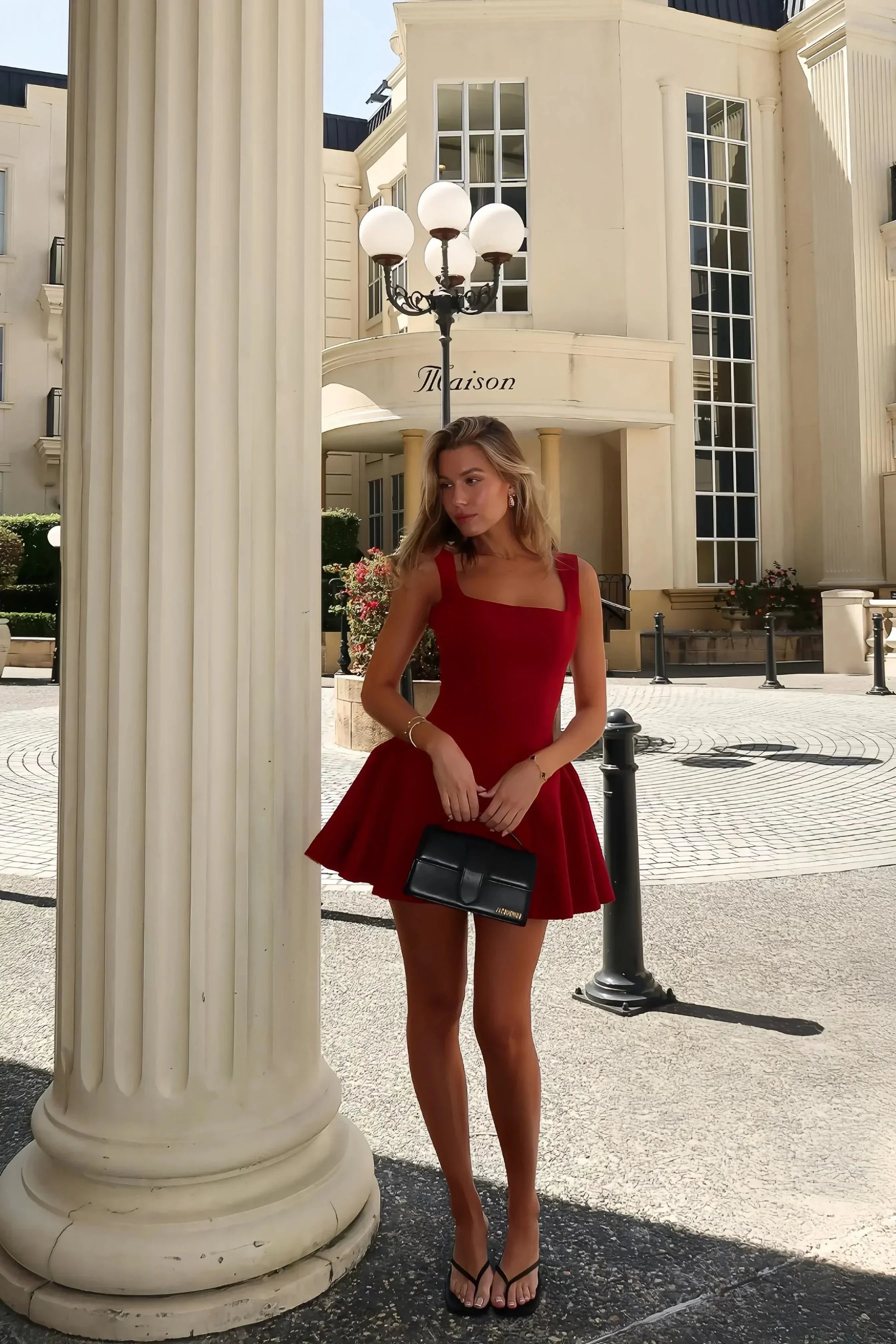 Robe Courte Femme Sans Manches Plissée | Rouge ou Noir + Légère + Élégante S-L | ROBEMODE