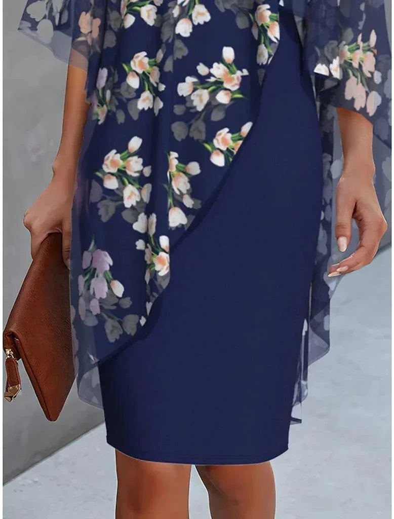 Robe Courte Florale Superposition Transparente 3 Coloris | ROBEMODE