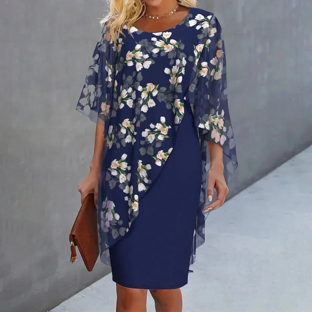 Robe Courte Florale Superposition Transparente 3 Coloris | ROBEMODE