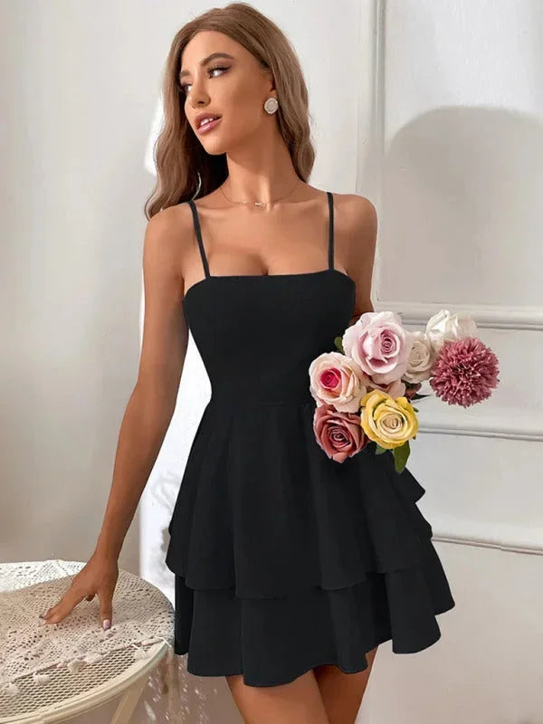 Robe Courte Femme Volants Bretelles Ajustables 4 Coloris | ROBEMODE