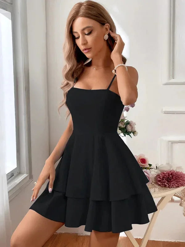 Robe Courte Femme Volants Bretelles Ajustables 4 Coloris | ROBEMODE