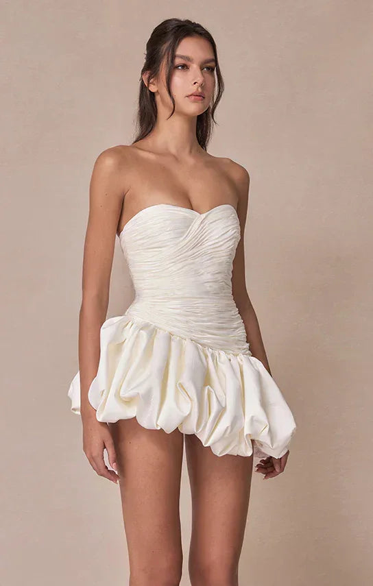 Robe Courte Soirée Ballon Drapée 2 Coloris | ROBEMODE