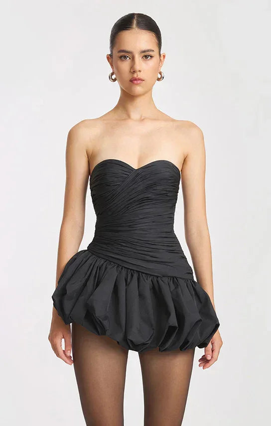 Robe Courte Soirée Ballon Drapée 2 Coloris | ROBEMODE