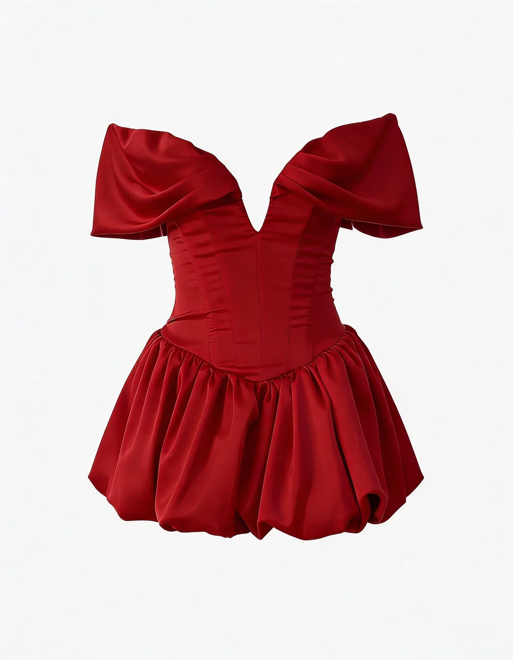 Robe Courte Soirée Rouge Bustier Bouffant 2 Coloris | ROBEMODE